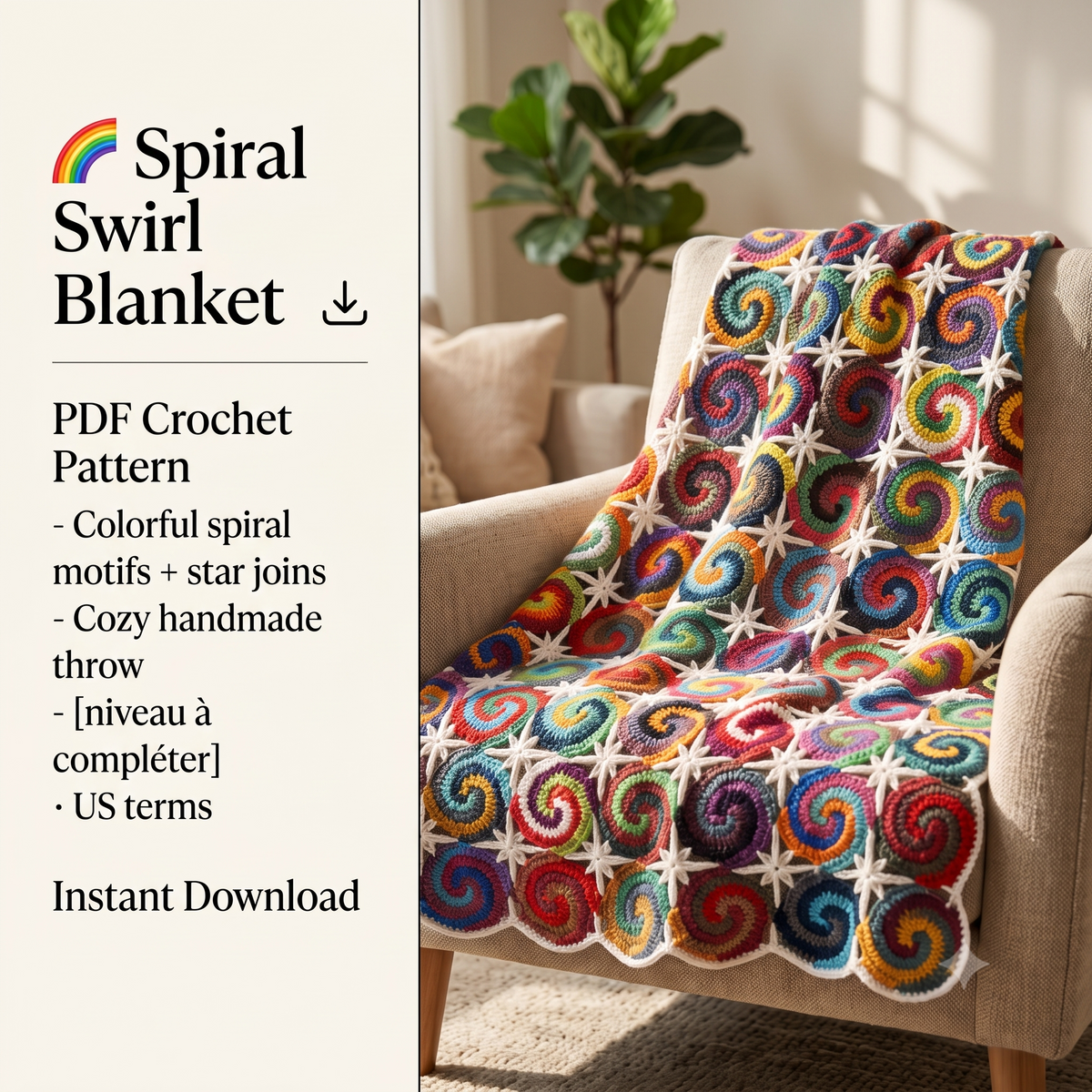 Spiral Swirl Blanket Crochet Pattern