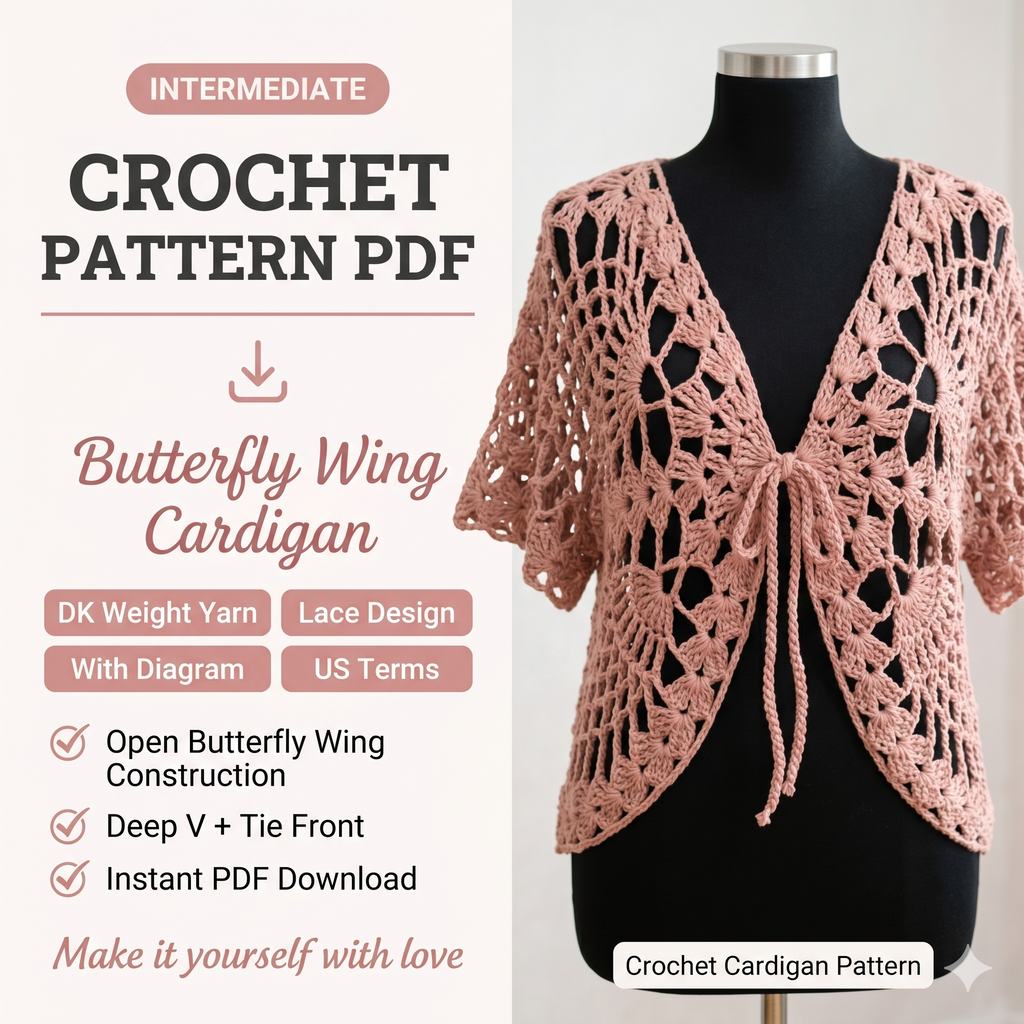 Butterfly Wing Cardigan Crochet Pattern