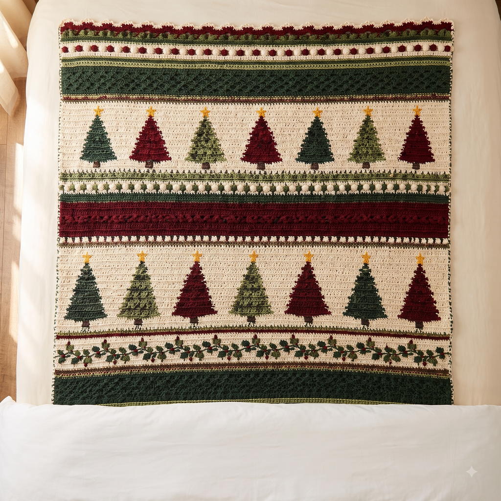 Christmas Tree Blanket Crochet Pattern — example project 8