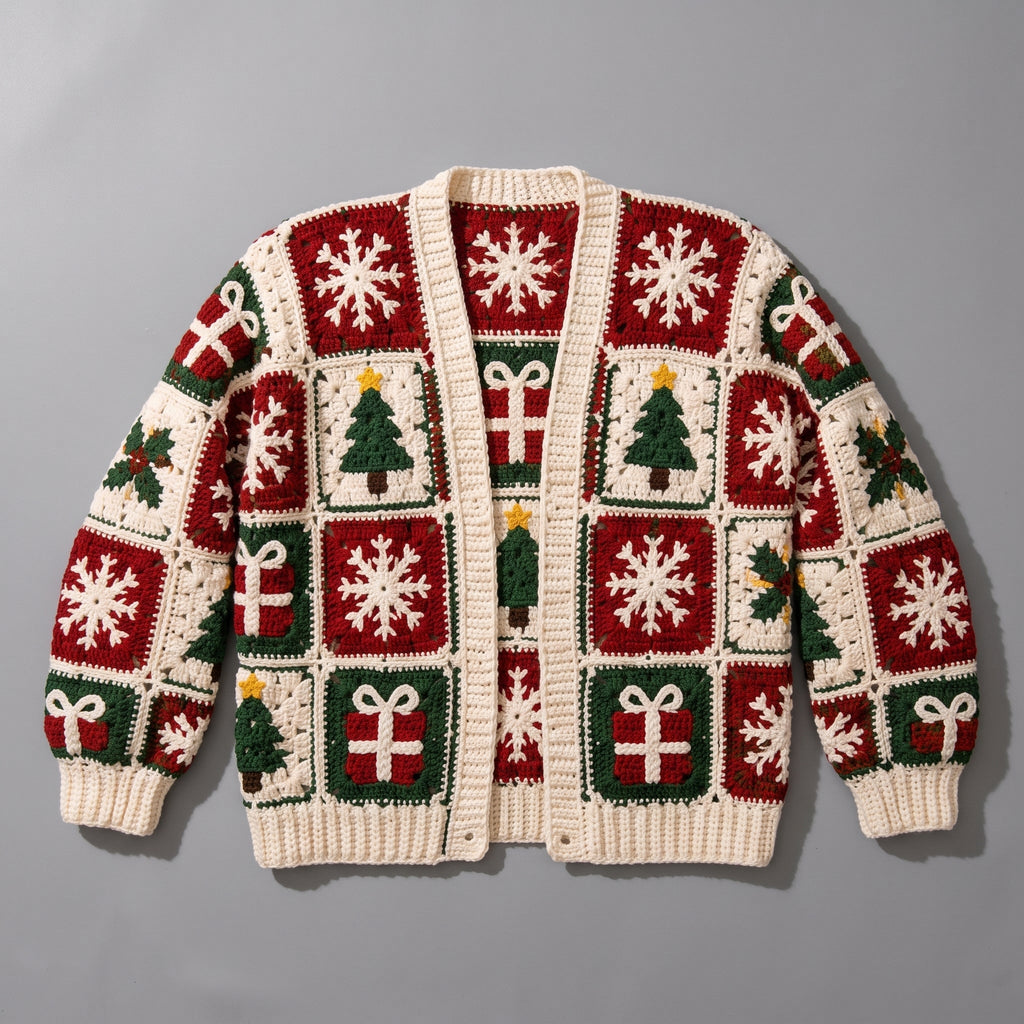 Christmas Granny Square Cardigan Crochet Pattern — example project 2