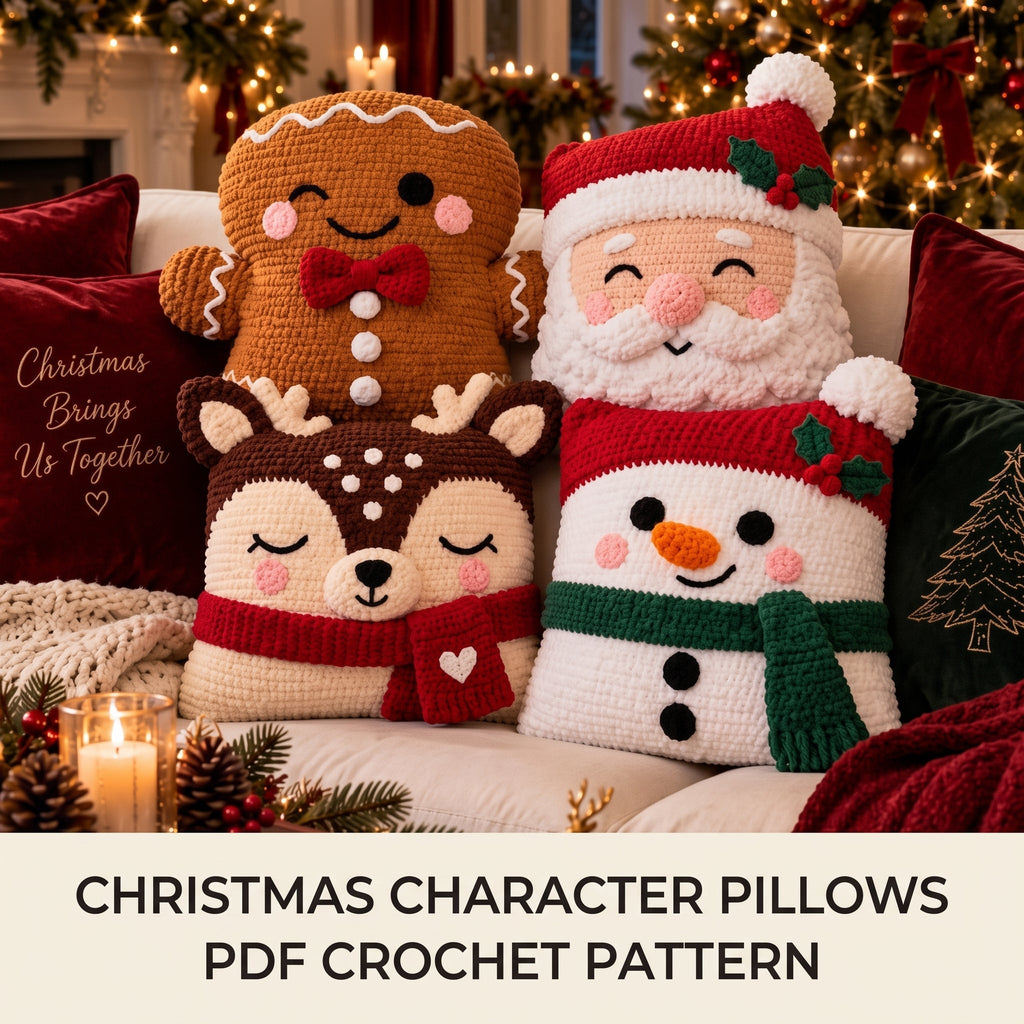 4 in 1 Christmas Character Pillow Crochet Pattern — example project 1