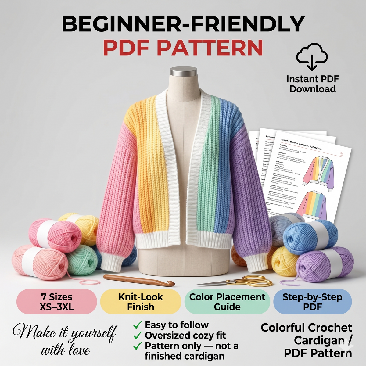 Colorful Striped Cardigan Crochet Pattern