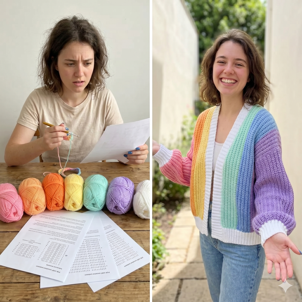 Colorful Striped Cardigan Crochet Pattern