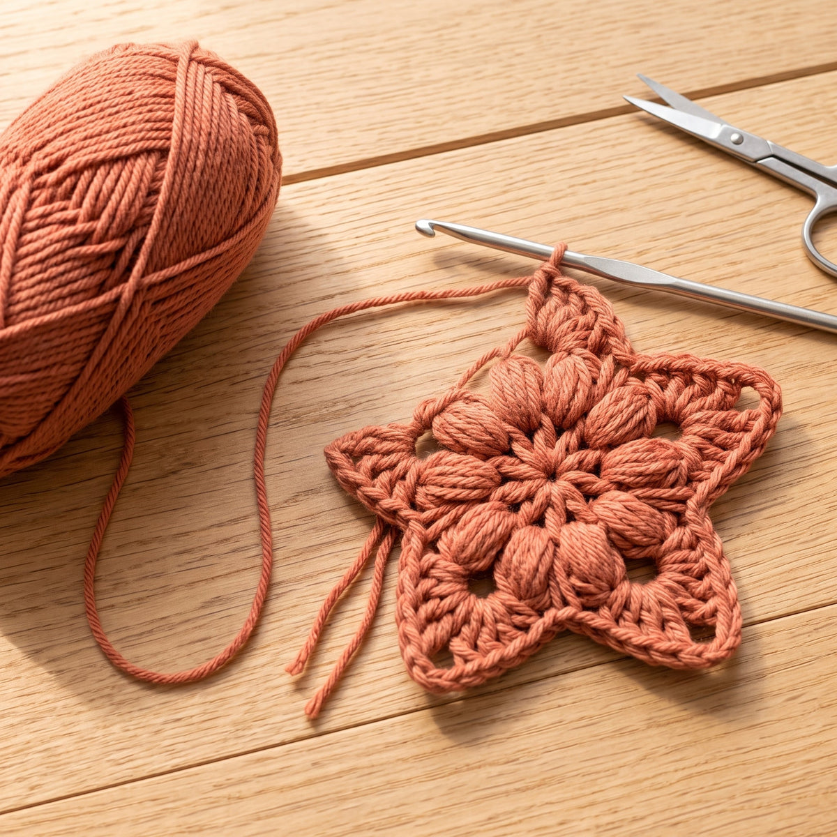 Puff Stitch Star Crochet Ornament Pattern — example project 5