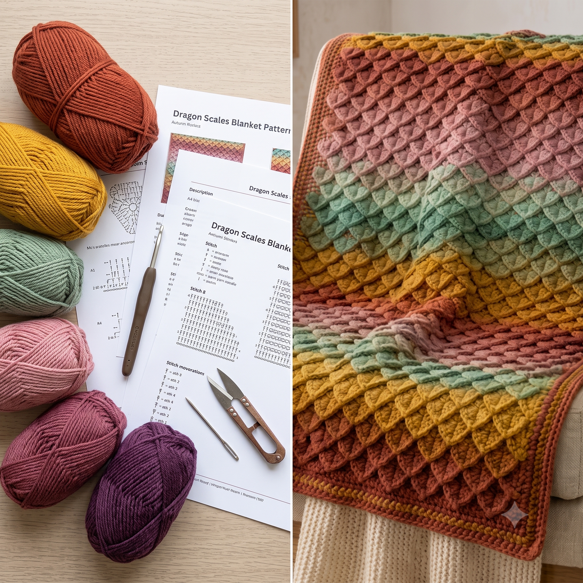 Dragon Scales Blanket Crochet Pattern
