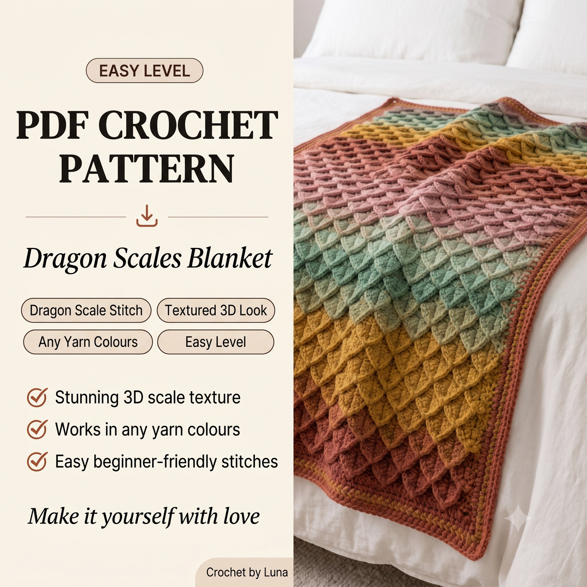 Dragon Scales Blanket Crochet Pattern