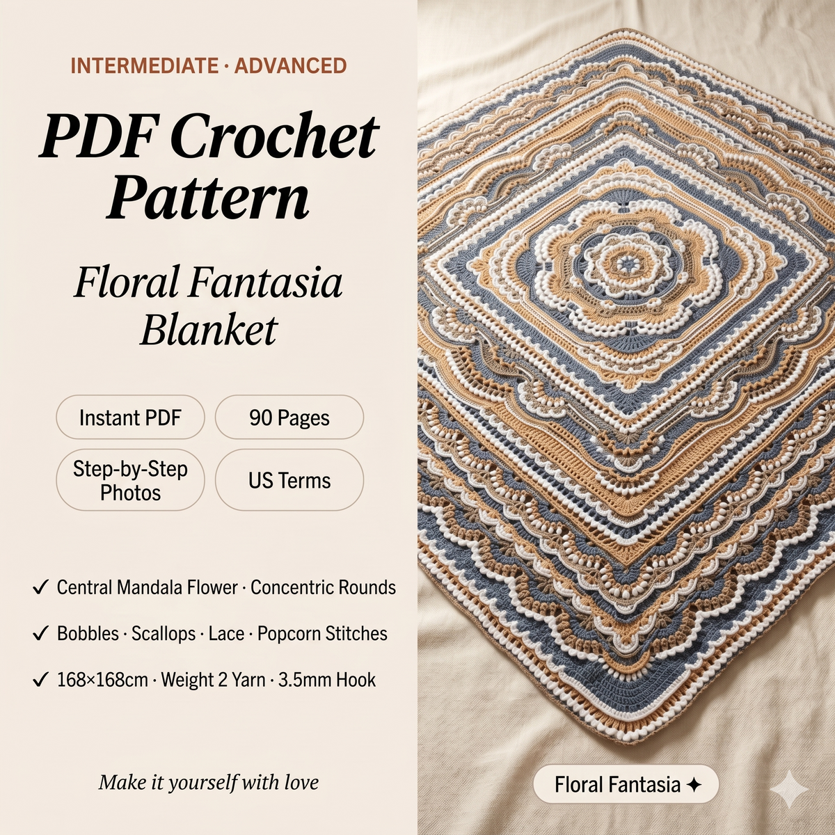 Floral Fantasia Blanket Crochet Pattern