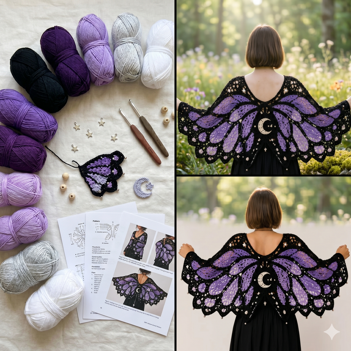 Monarch Butterfly Crochet Cardigan Pattern XS-5XL