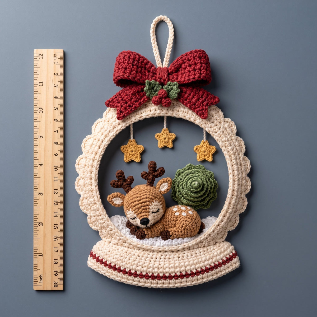 Reindeer Snow Globe Crochet Ornament Pattern — example project 2