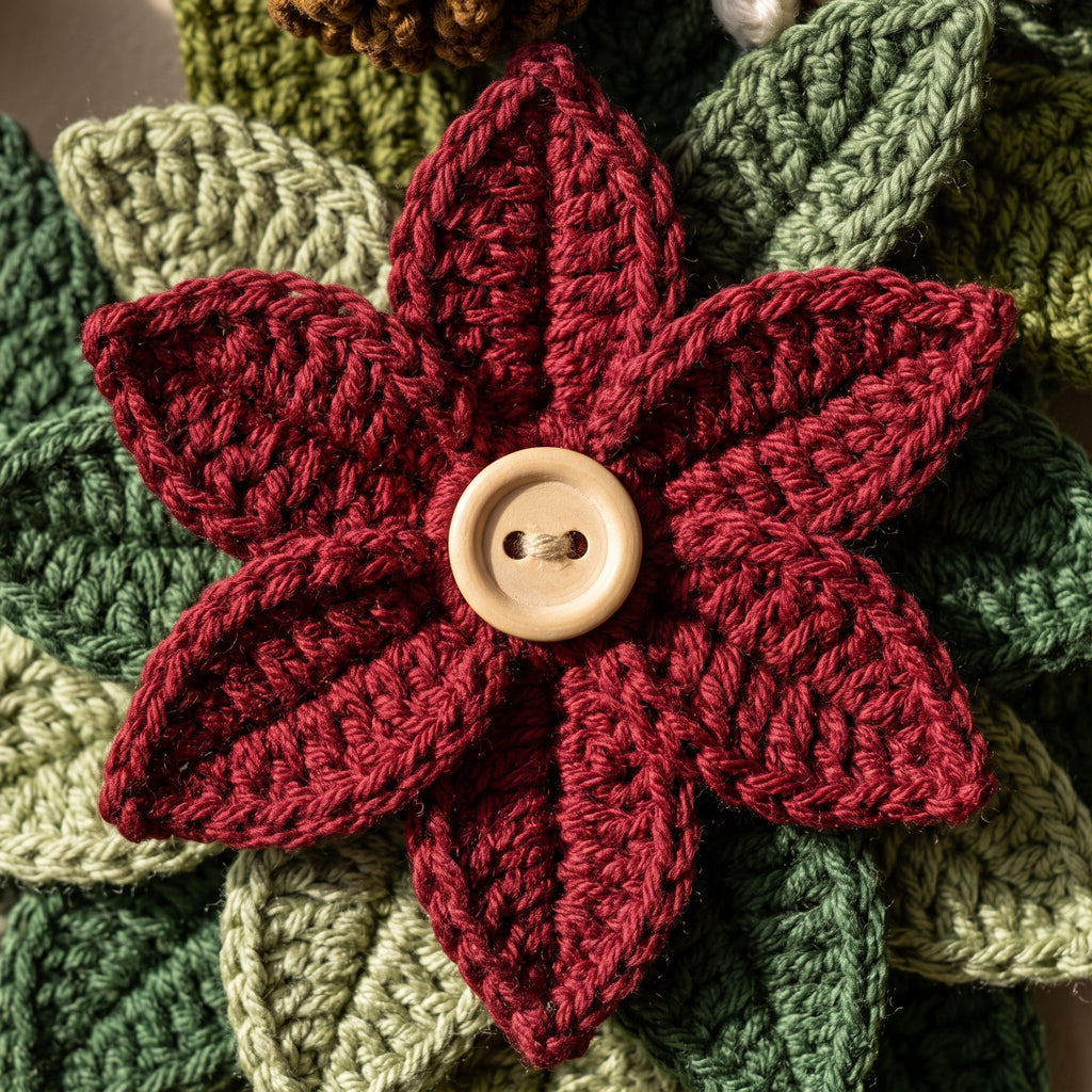 Poinsettia Christmas Wreath Crochet Pattern — example project 3