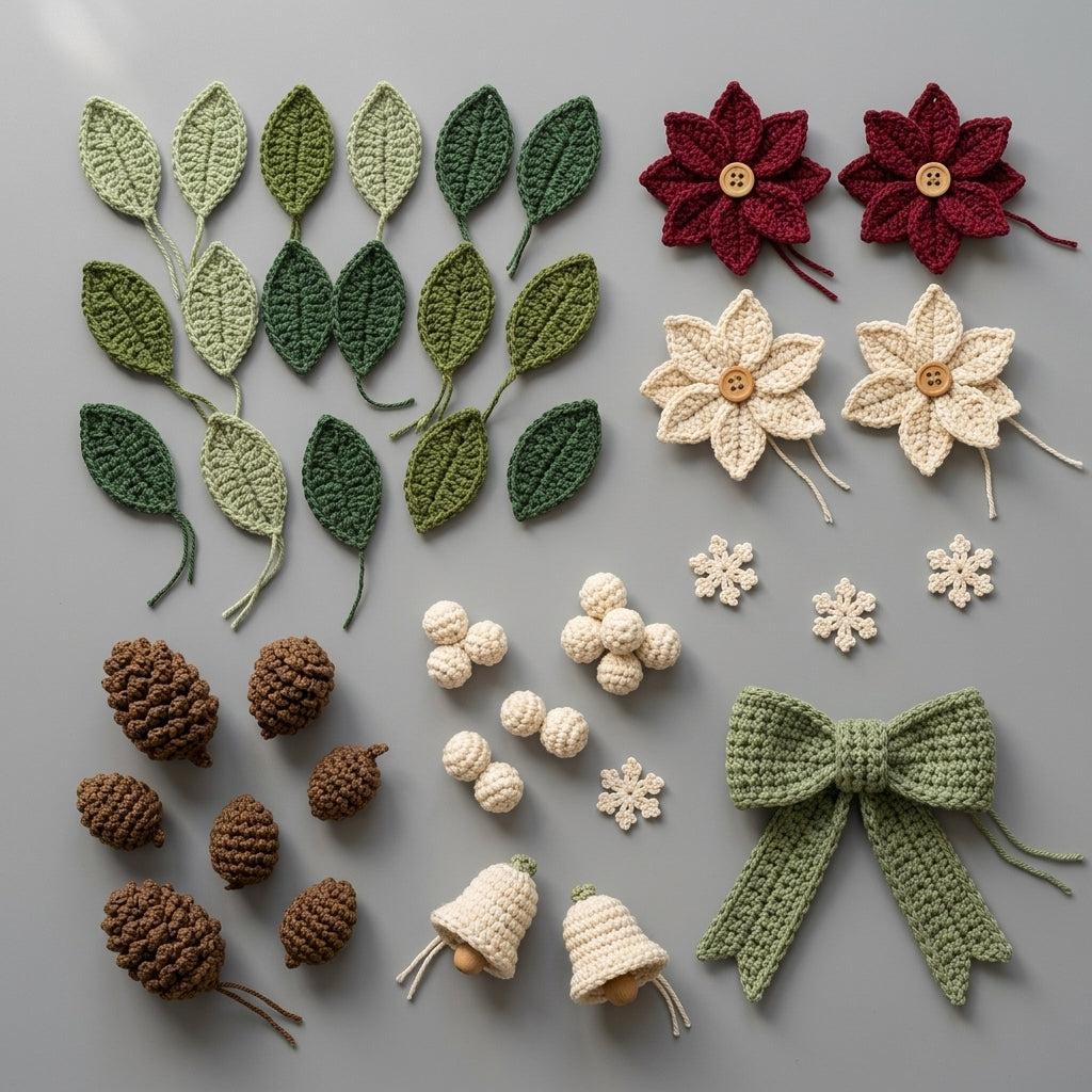 Poinsettia Christmas Wreath Crochet Pattern — example project 5