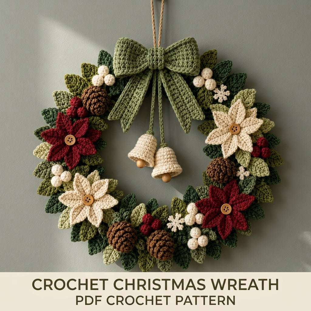 Poinsettia Christmas Wreath Crochet Pattern — example project 1