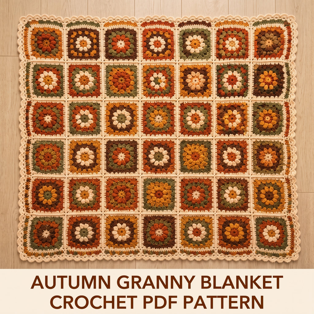 Autumn Flower Granny Square Blanket — image 1