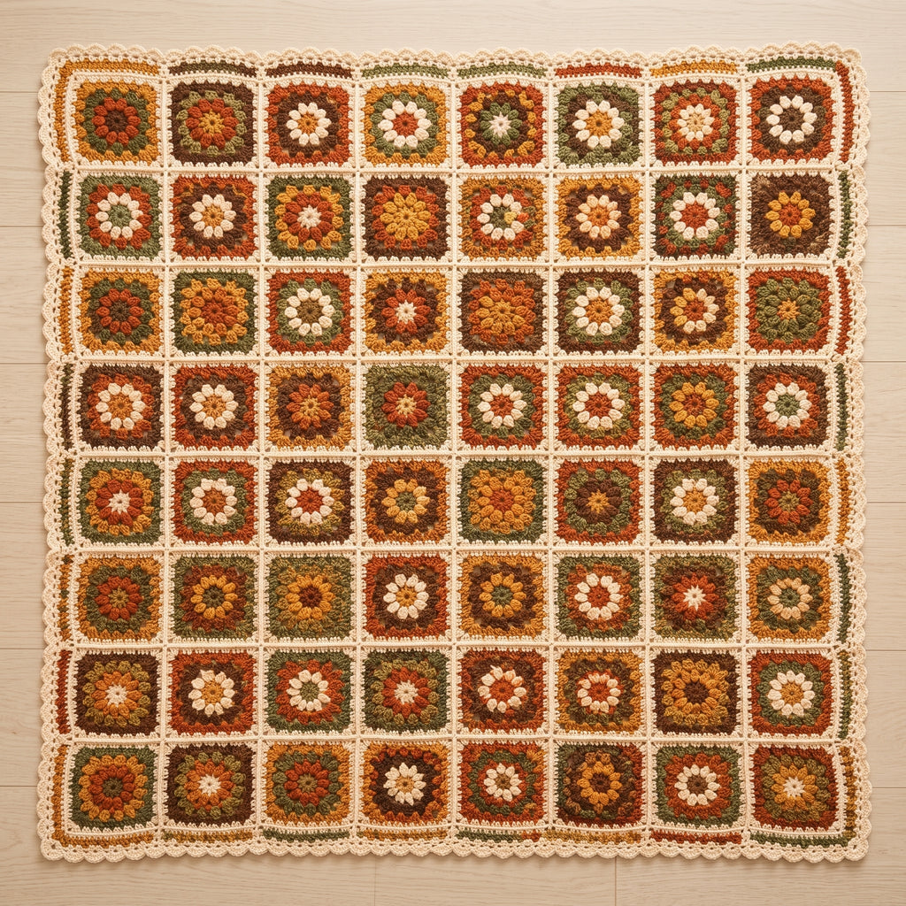 Autumn Flower Granny Square Blanket — image 3