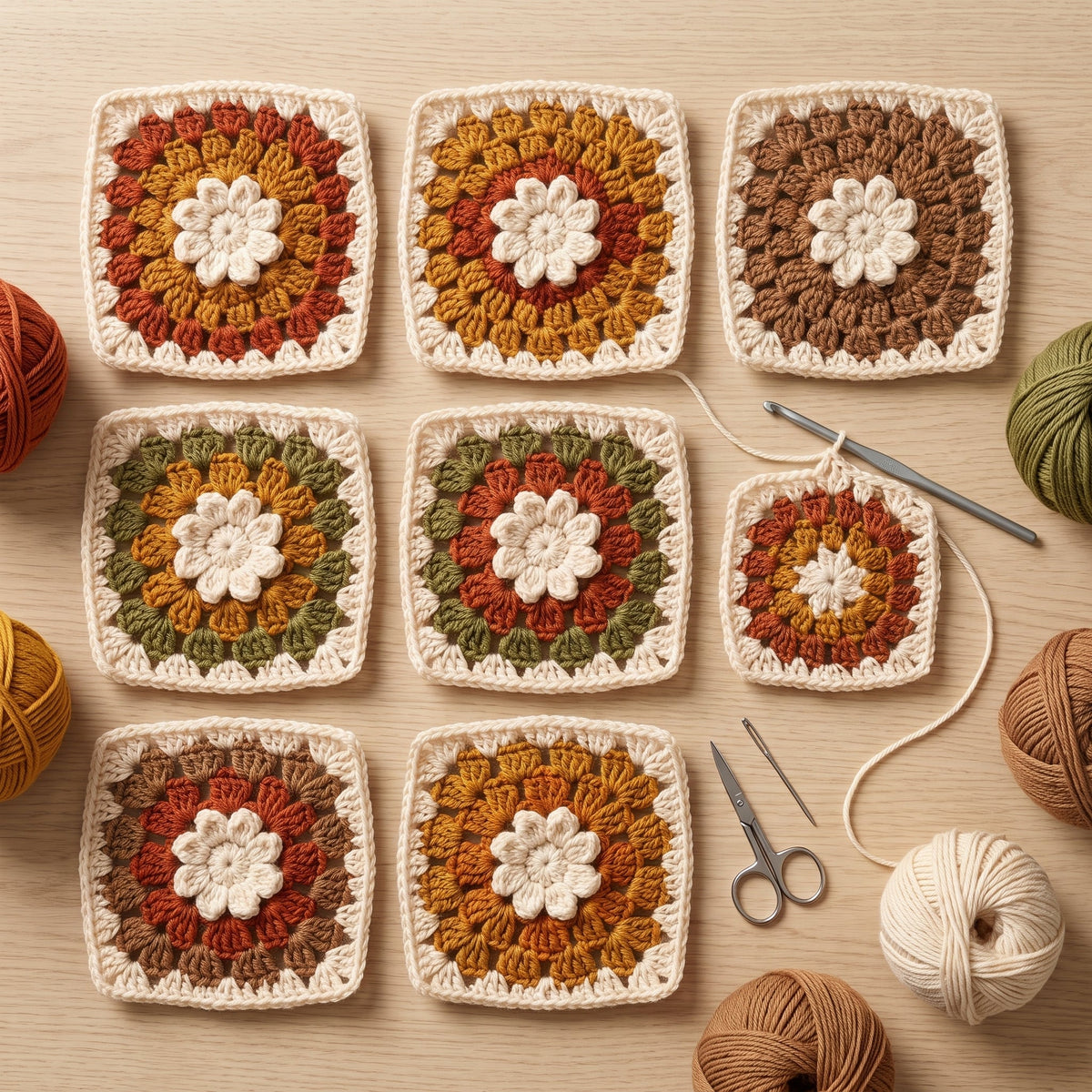 Autumn Flower Granny Square Blanket — image 6