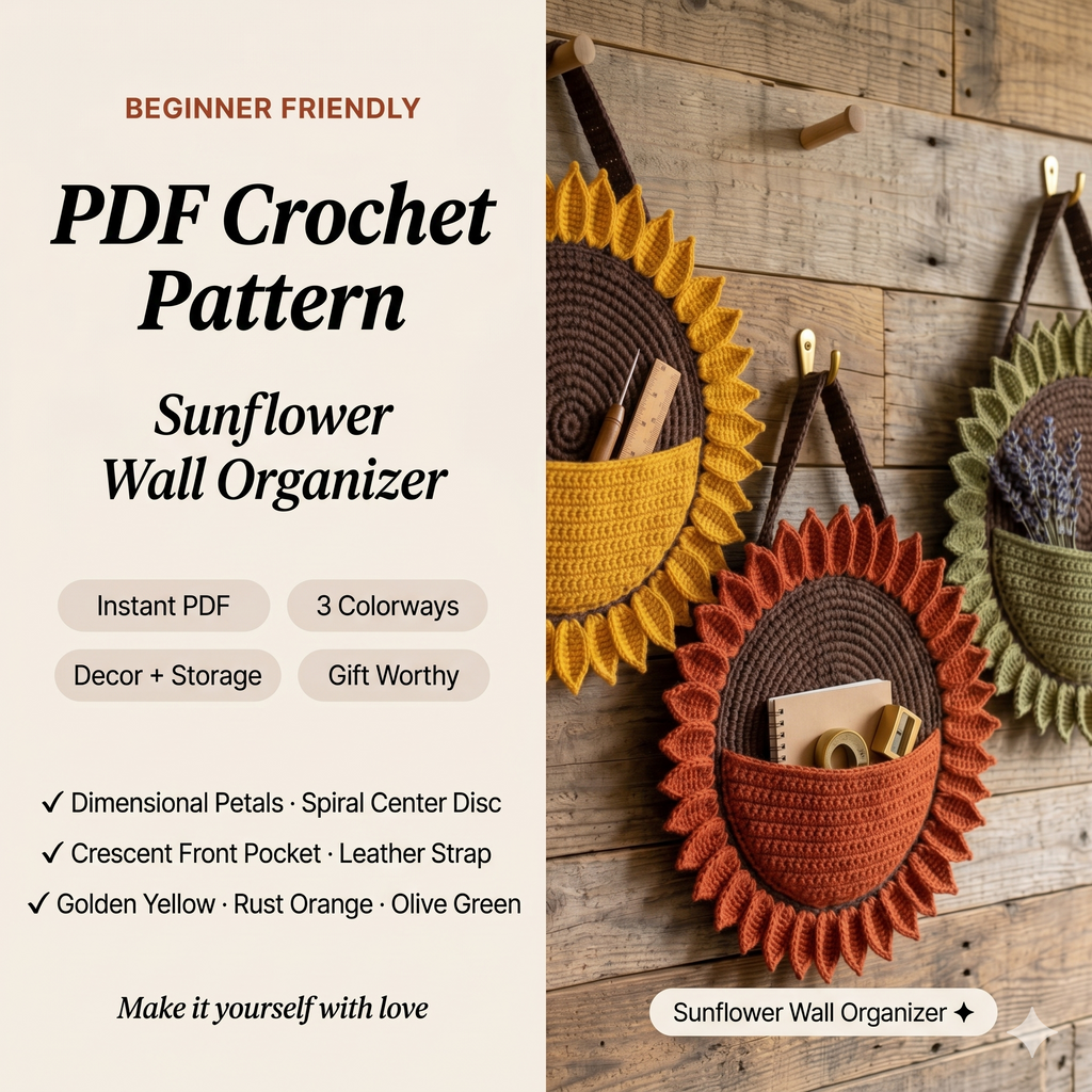Sunflower Wall Organizer Crochet Pattern — image 1