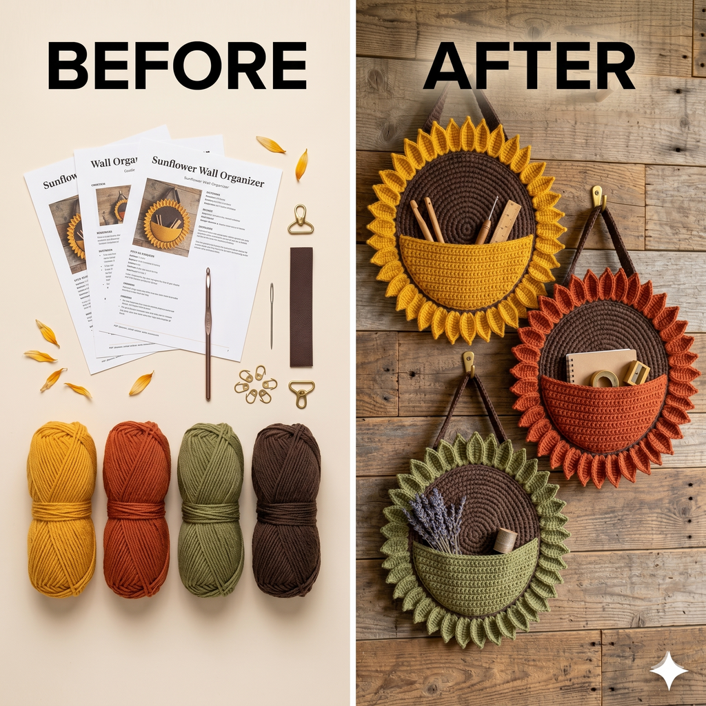 Sunflower Wall Organizer Crochet Pattern — image 3