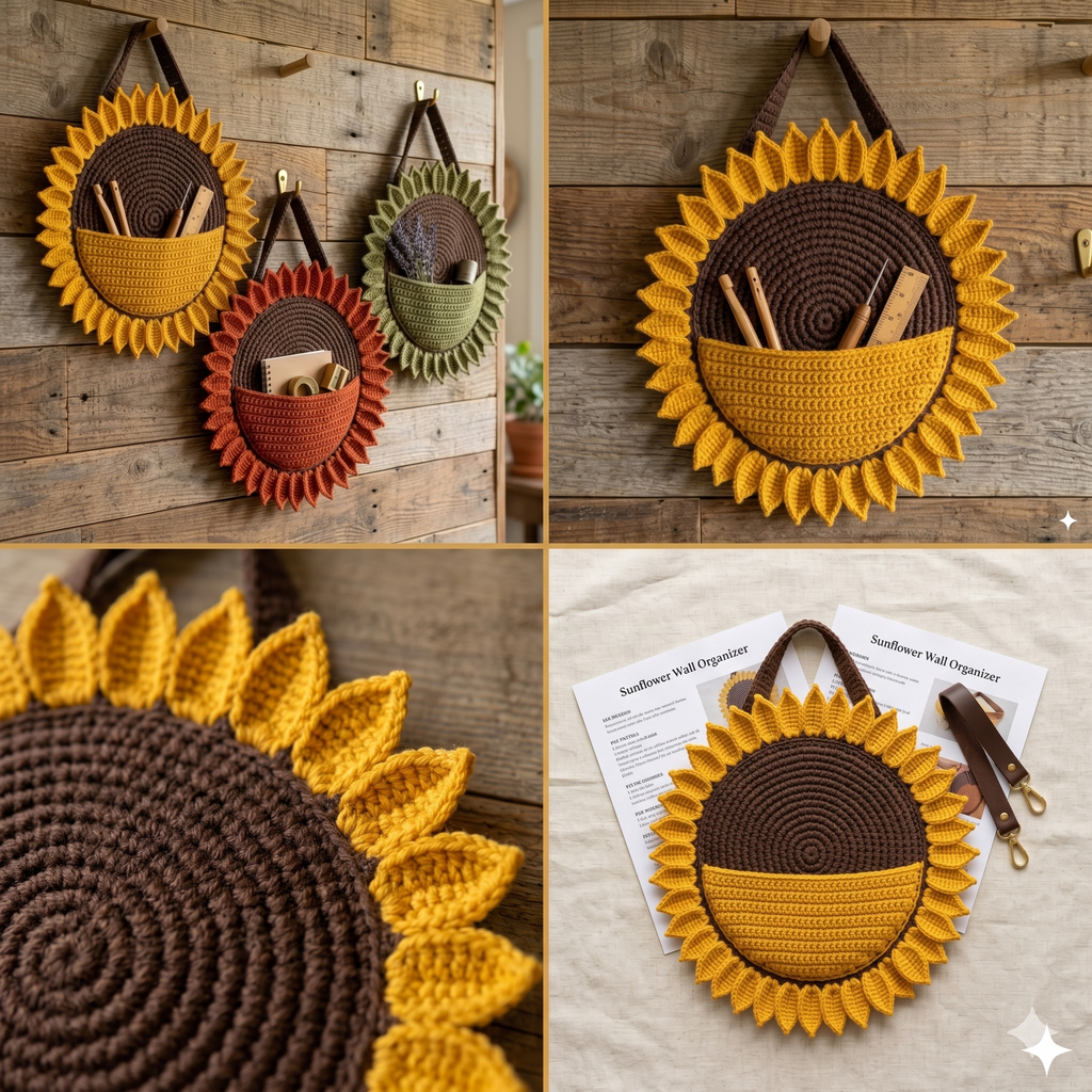 Sunflower Wall Organizer Crochet Pattern — image 5