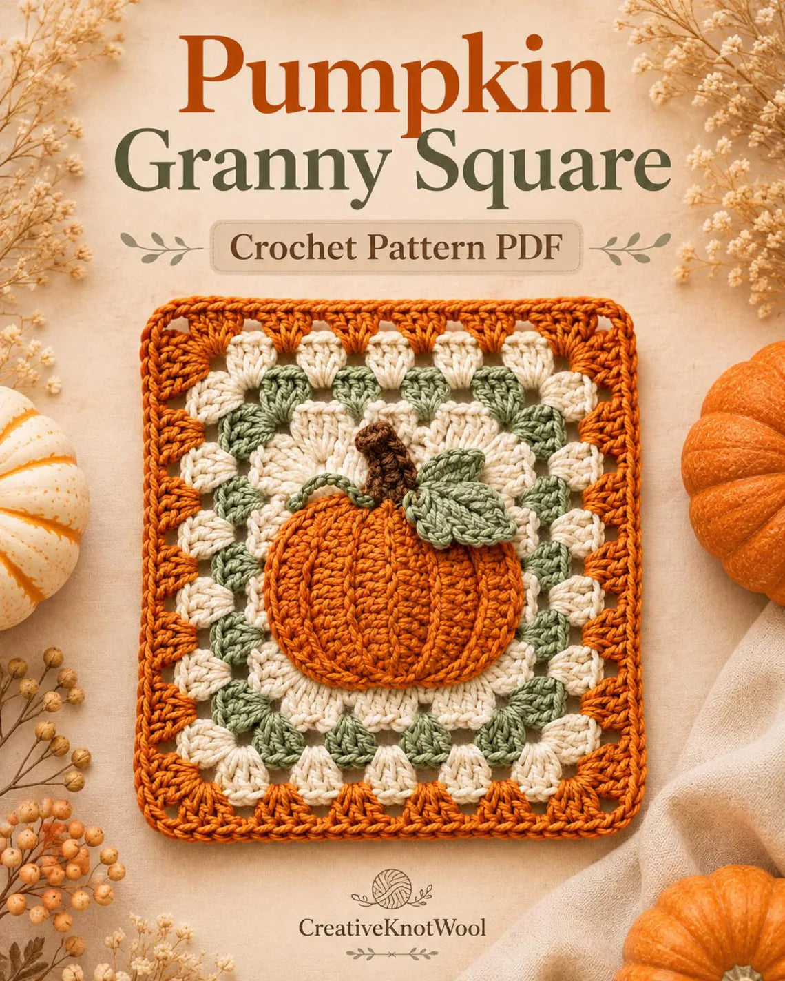 Pumpkin Granny Square Crochet Pattern — image 2