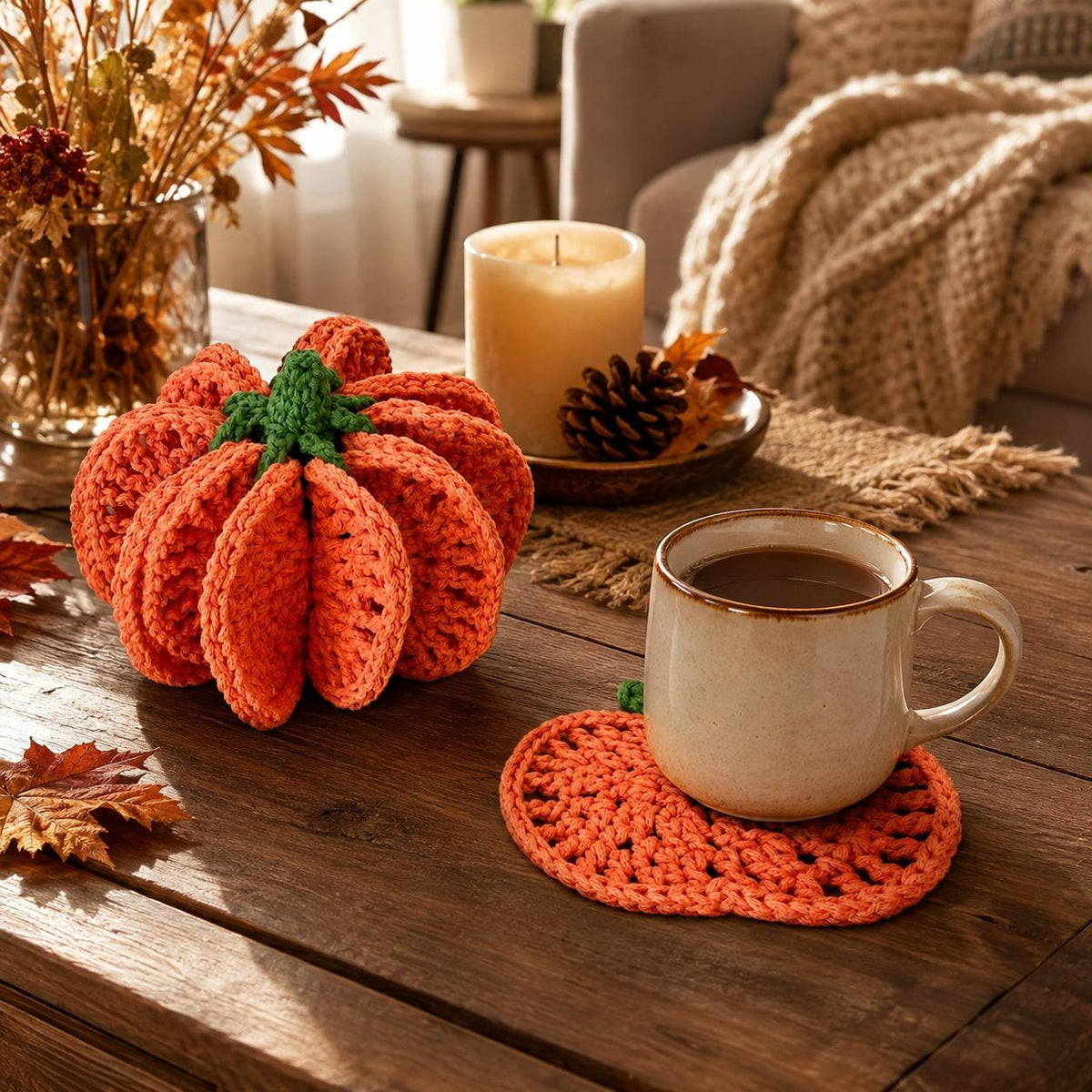 Pumpkin Coaster Set Crochet Pattern — image 2