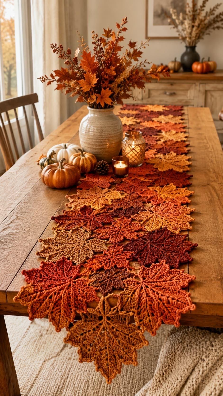 Autumn Maple Leaf Table Runner Crochet Pattern — image 1