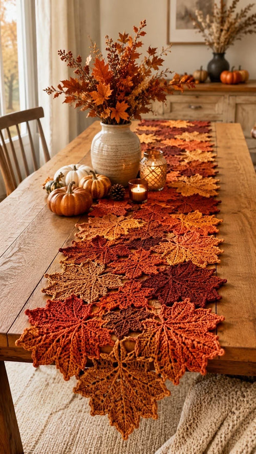Autumn Maple Leaf Table Runner Crochet Pattern — image 1