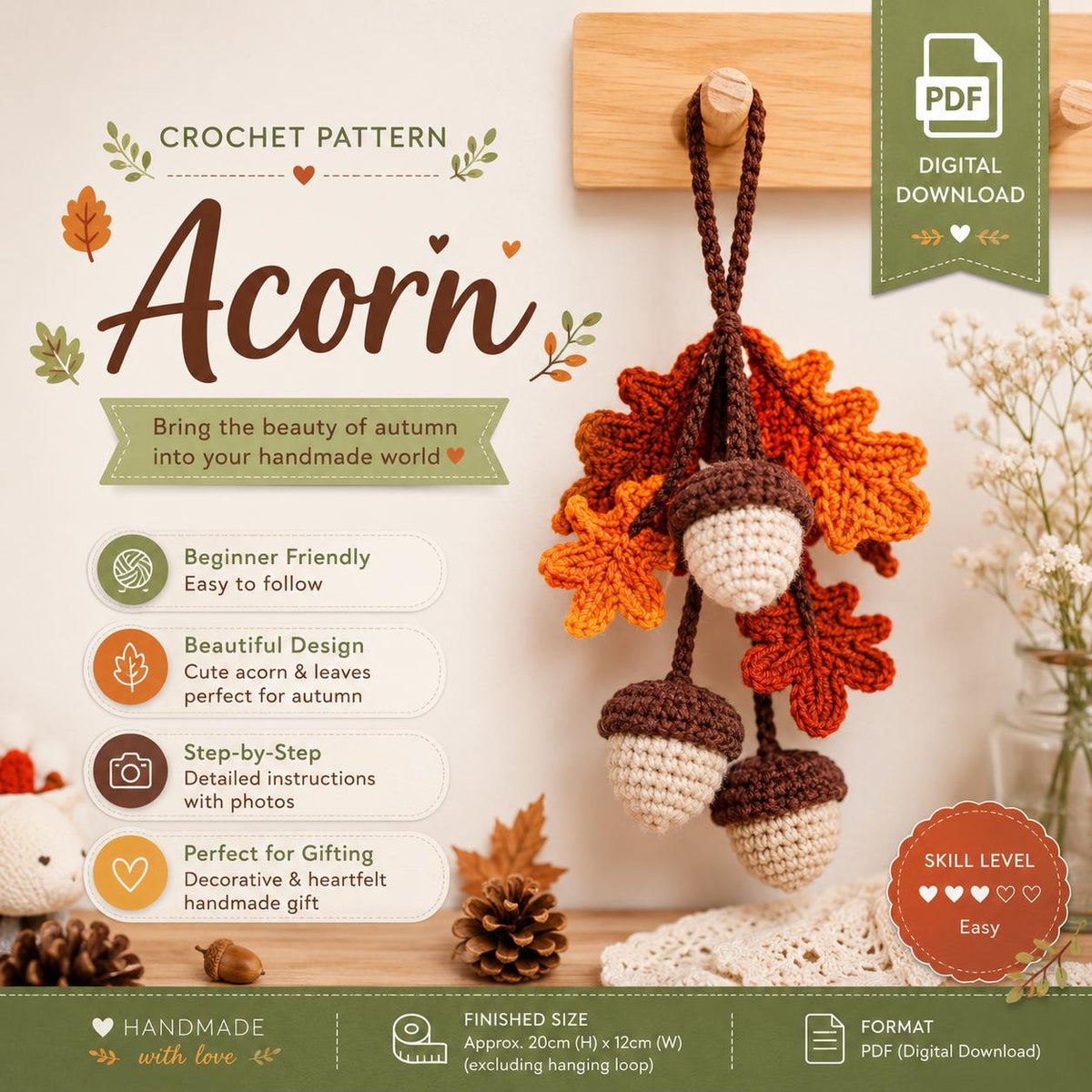 Acorn Autumn Leaves Crochet Pattern — image 1