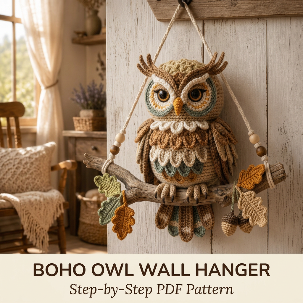 Boho Owl Wall Hanger Crochet Pattern — image 1