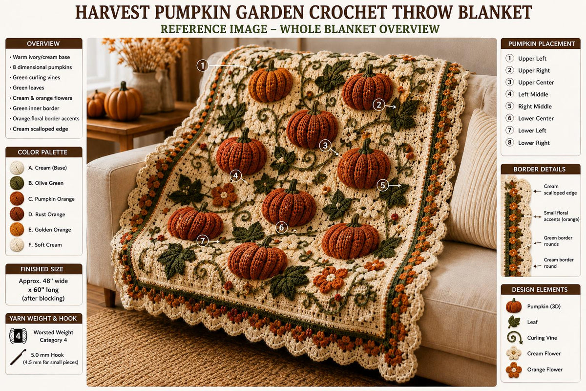 Pumpkin Harvest Afghan Crochet Pattern — image 8