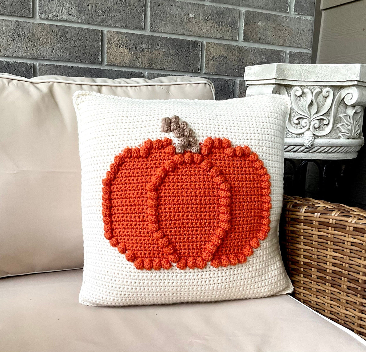 Bobble Pumpkin Pillow Crochet Pattern — image 1