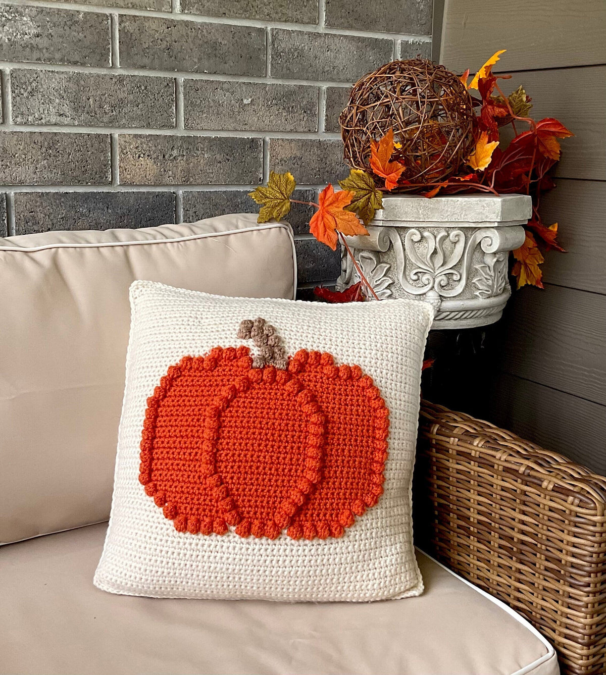 Bobble Pumpkin Pillow Crochet Pattern — image 2