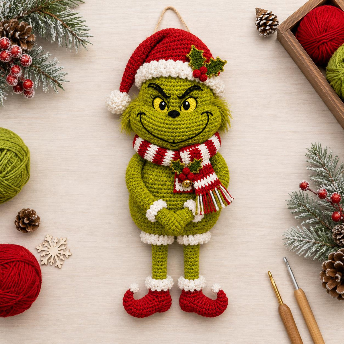 Grinch Snowman Wall Hanging Crochet Pattern — example project 4