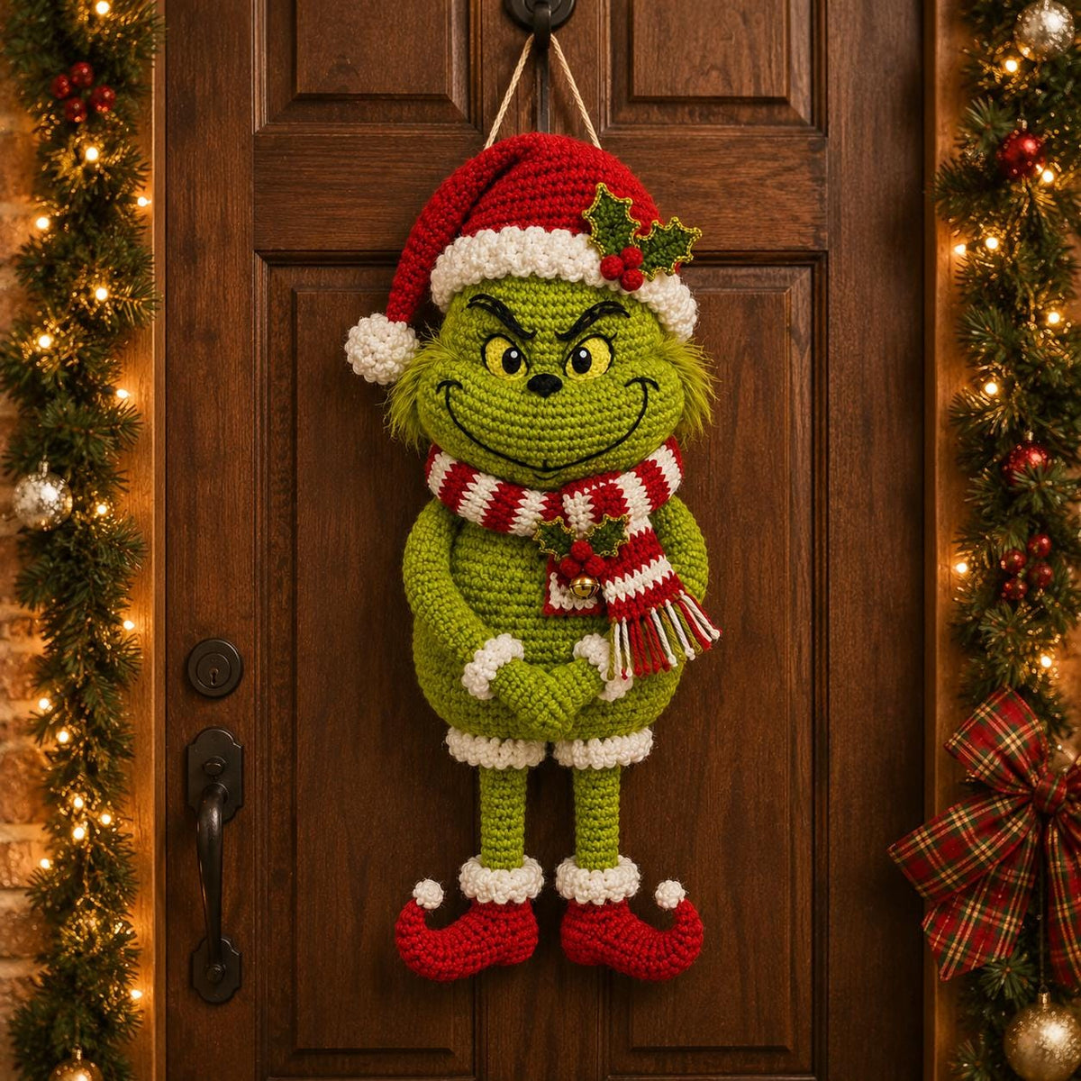 Grinch Snowman Wall Hanging Crochet Pattern — example project 1
