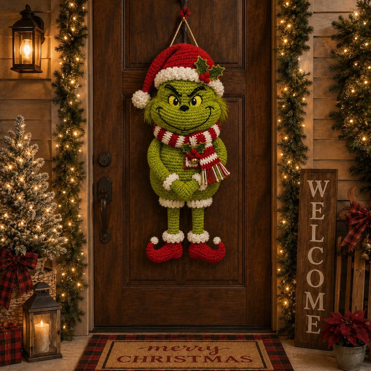 Grinch Snowman Wall Hanging Crochet Pattern — example project 3