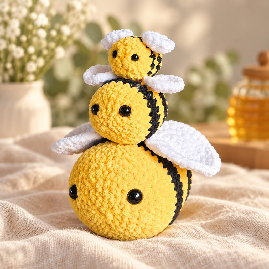 3-in-1 Amigurumi Bee Crochet Pattern — finished-project example from a digital PDF pattern