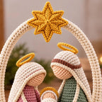 Crochet Nativity arch and gold star detail