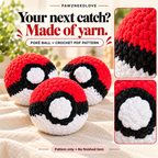 Poké Ball Crochet Pattern detail collage — digital PDF pattern, no physical item