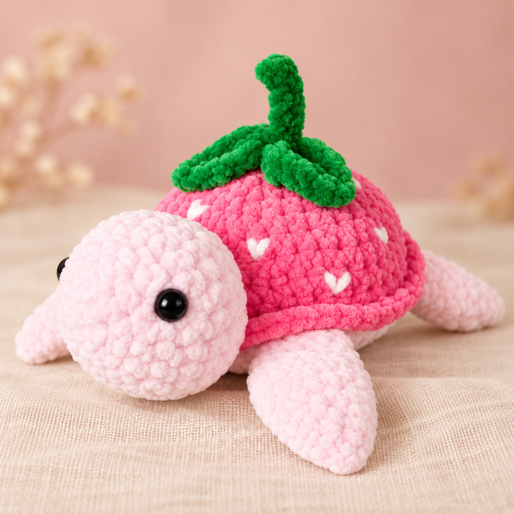 Strawberry Turtle Crochet Pattern — finished-project example from a digital PDF pattern